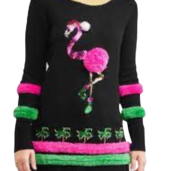 New 99 Jane Street Large Pink Flamingo  Holiday Sweater Size XL-  Ugly Sweater - Picture 4 of 4